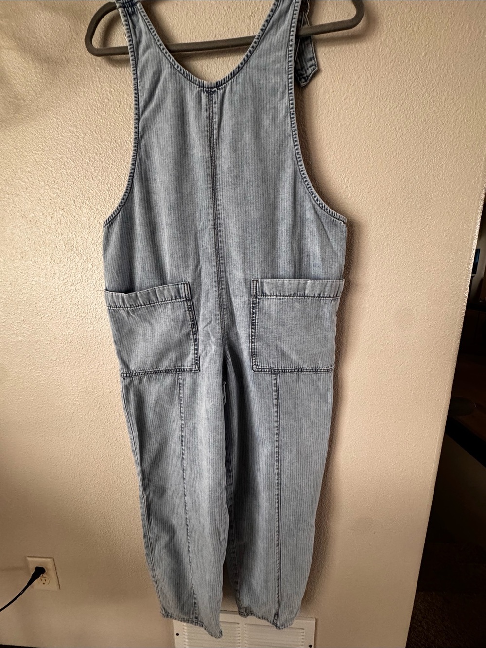 SO Light Wash Striped Denim Overalls Jumpsuit With Front Pockets. Size 14 Girls